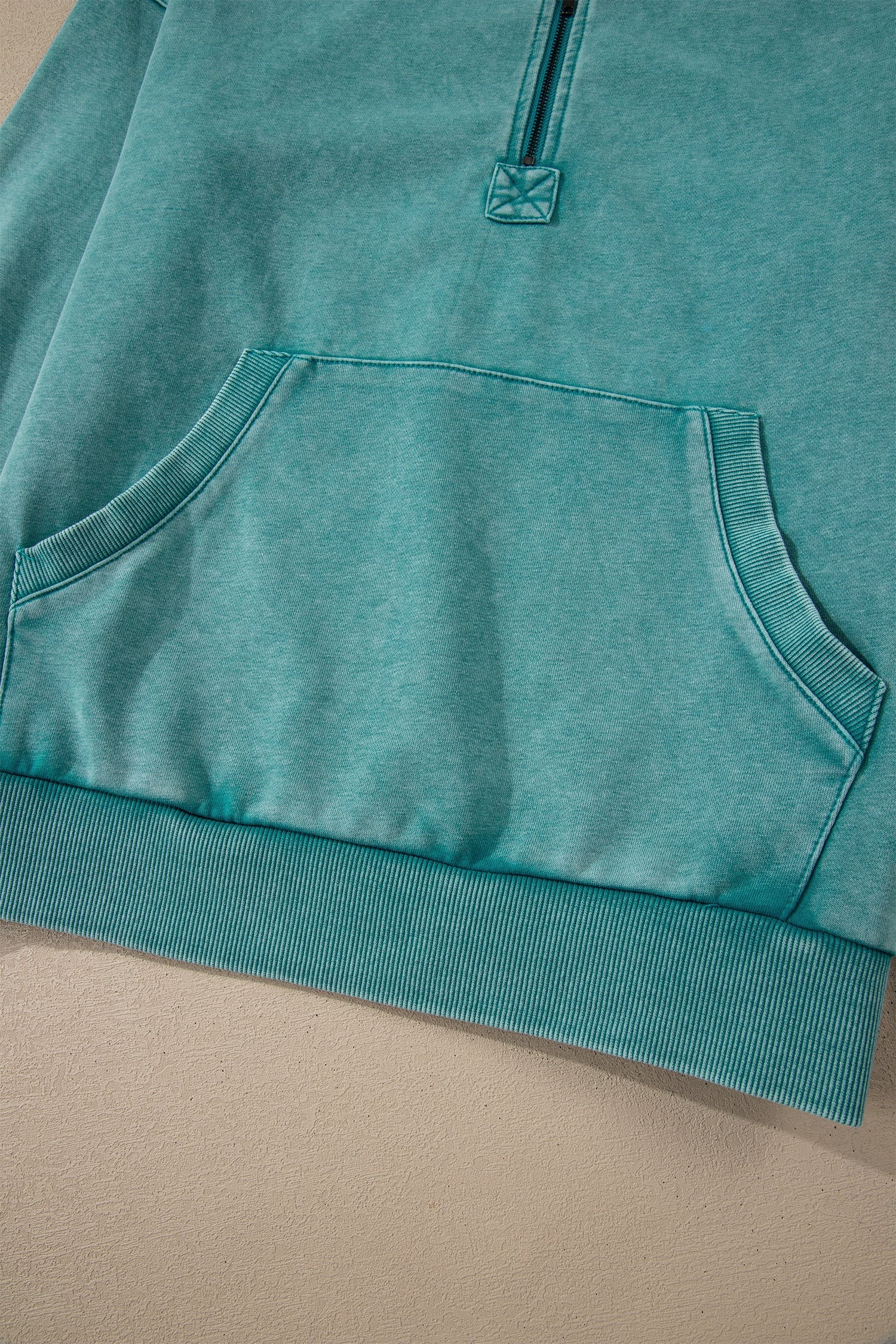 Canton Half Zip Kangaroo Pocket Mineral Wash Baggy Hoodie