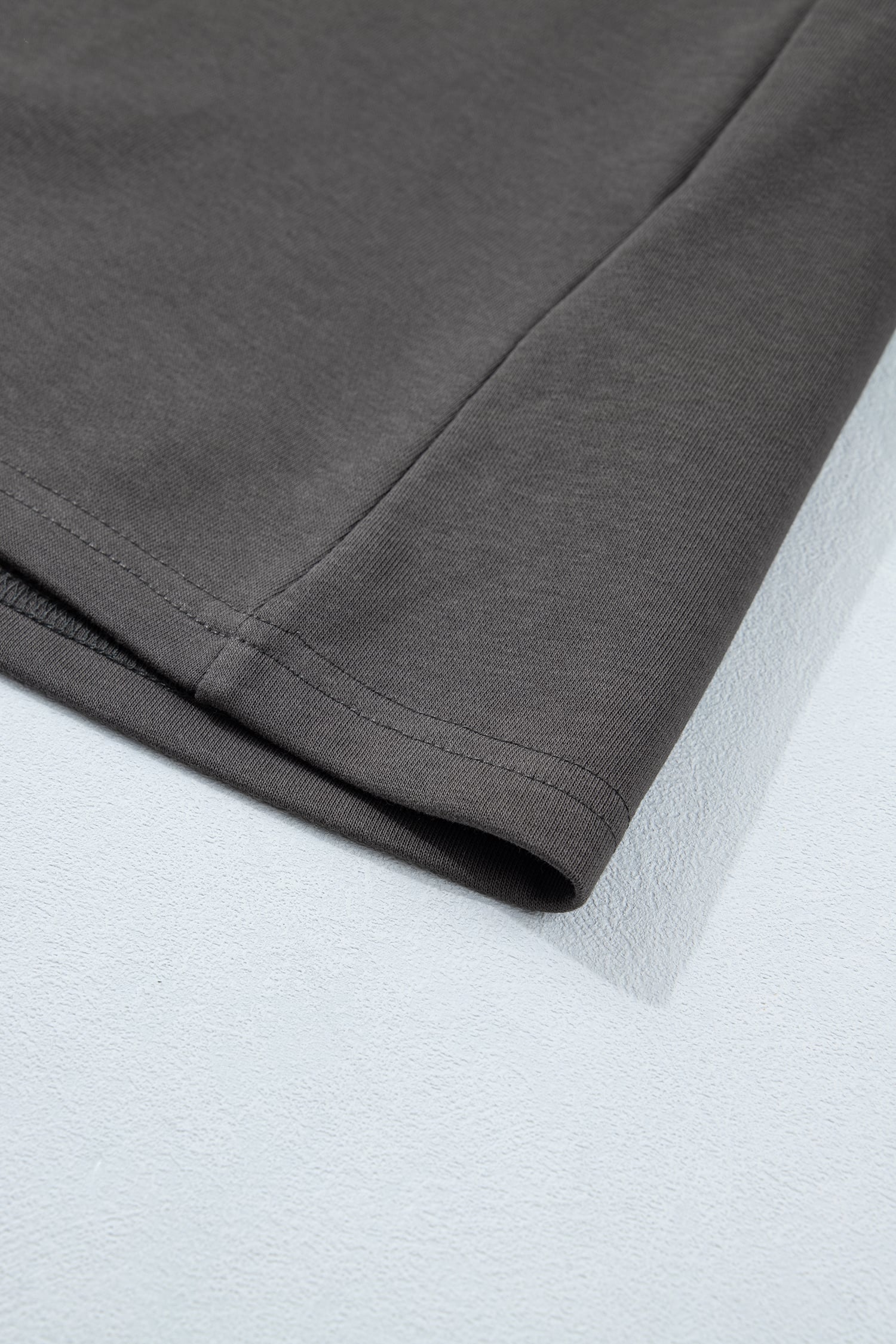 Carbon Grey Color Block Denim Patchwork Polo Collar T Shirt Shift Dress
