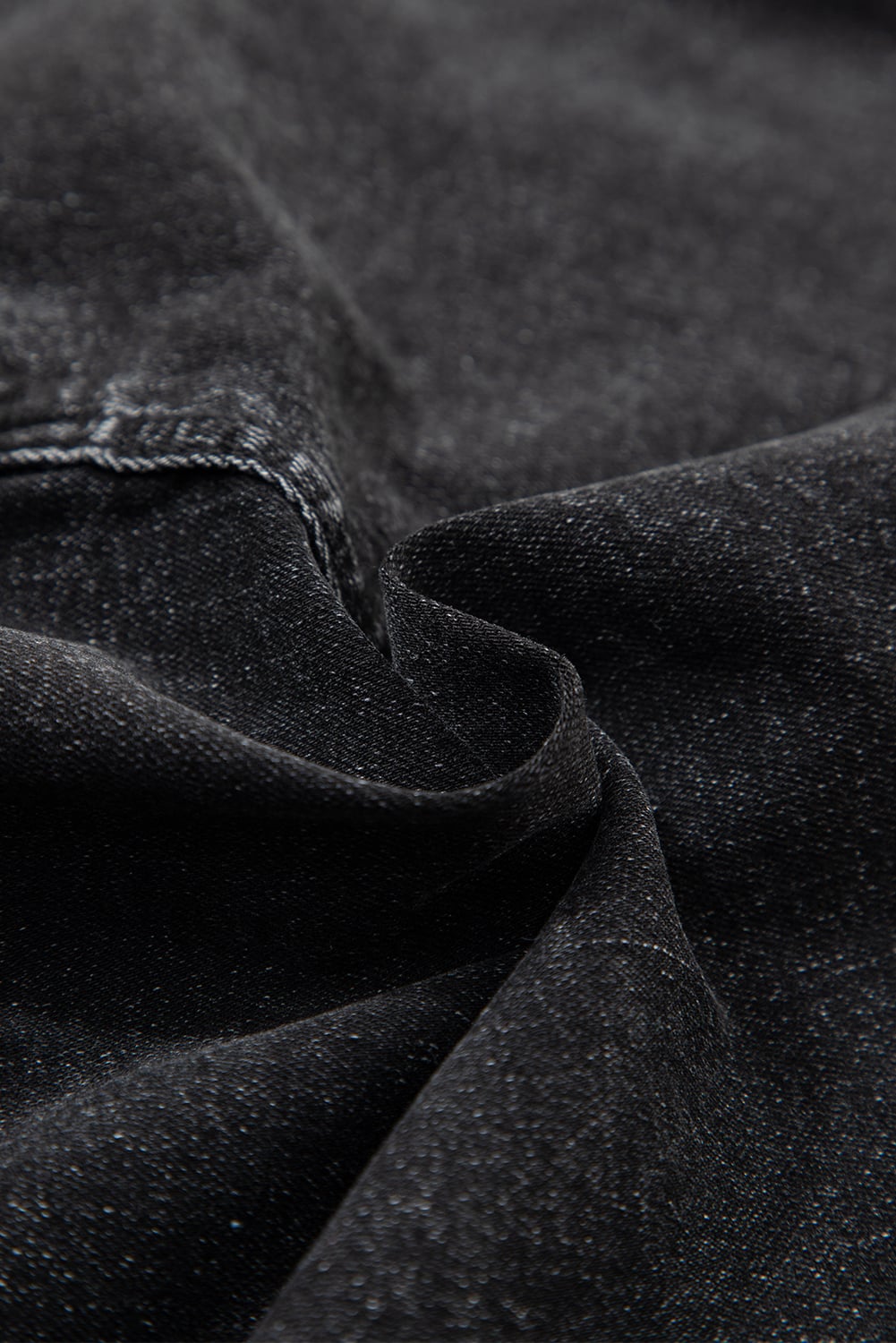 Carbon Grey Mineral Wash Ripped Raw Hem Denim Mini Skirt