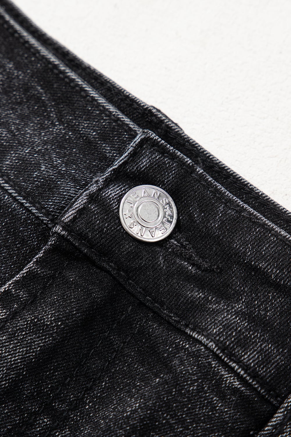 Carbon Grey Mineral Wash Ripped Raw Hem Denim Mini Skirt