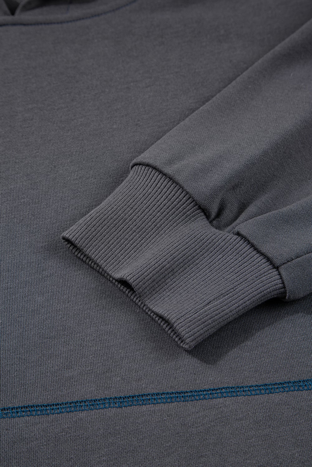 Carbon Grey Star Patchwork Contrast Stitching Mineral Wash Kangaroo Pocket Vintage Hoodie