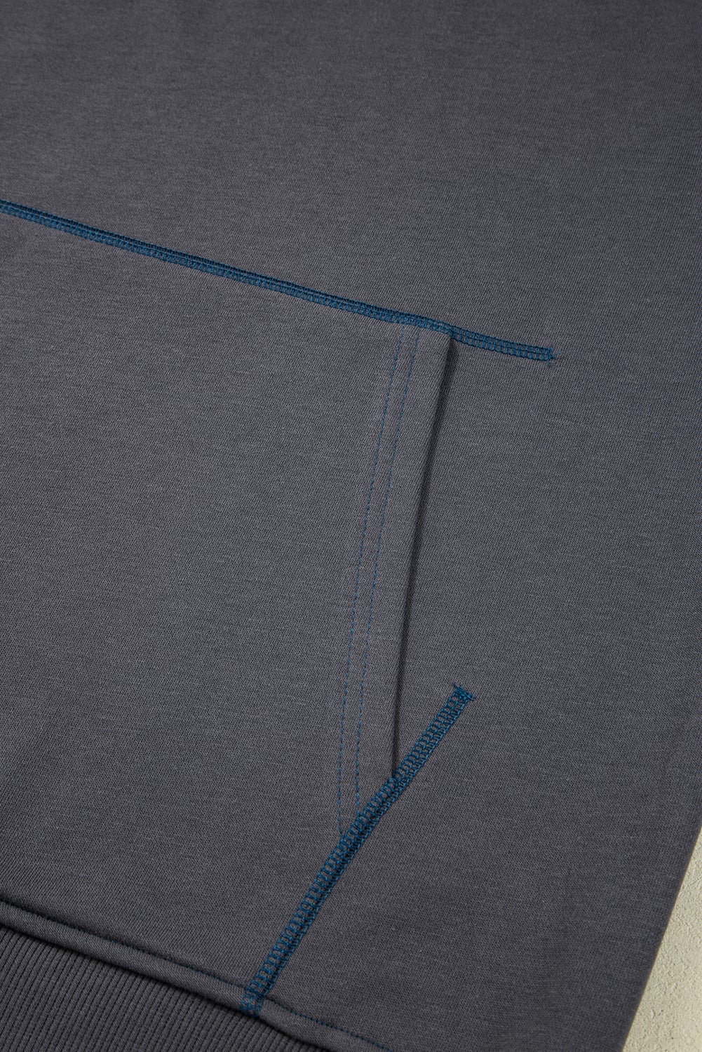 Carbon Grey Star Patchwork Contrast Stitching Mineral Wash Kangaroo Pocket Vintage Hoodie