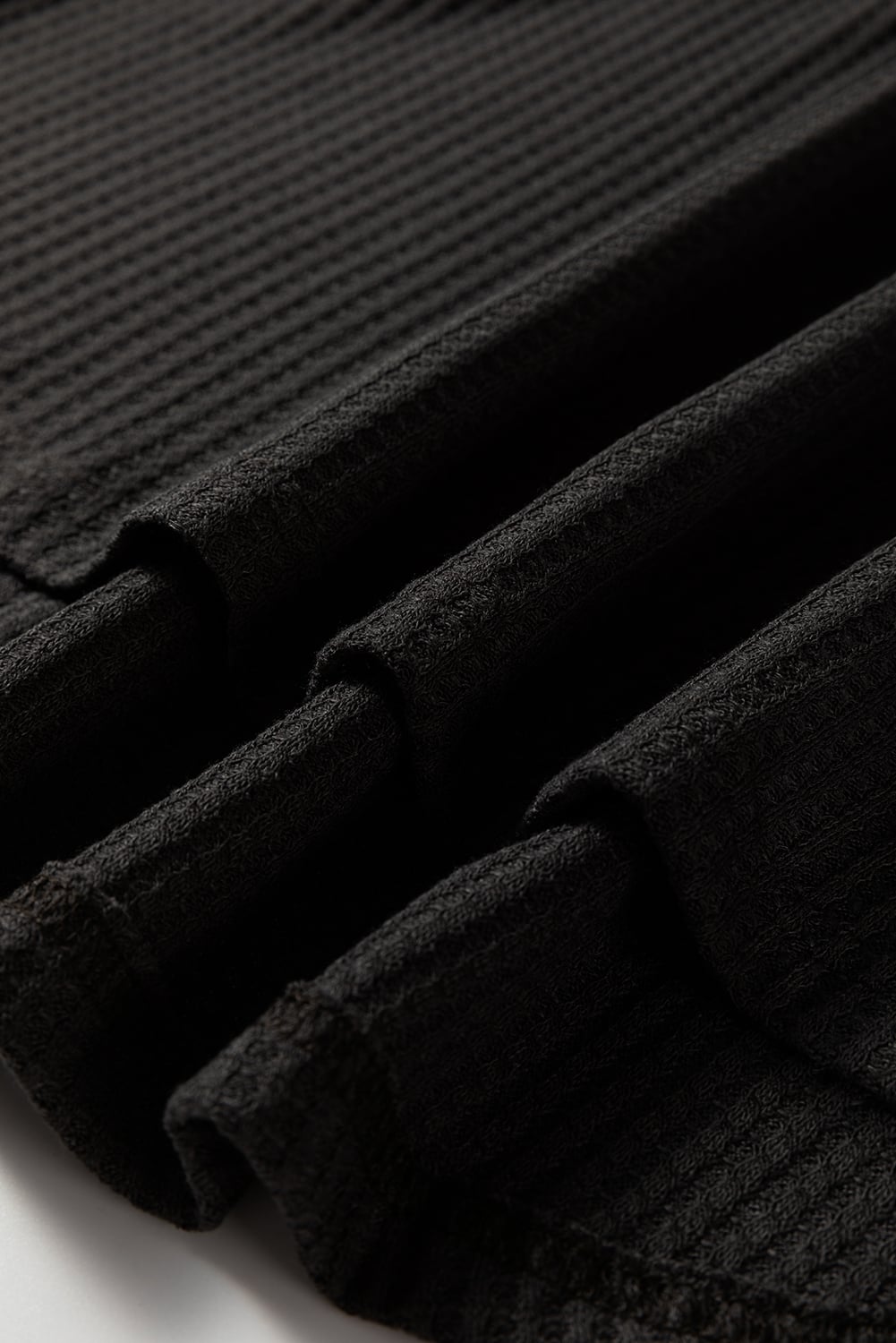 Carbon Grey Waffle Knit Patchwork Half Zipped Casual Sweatshirt