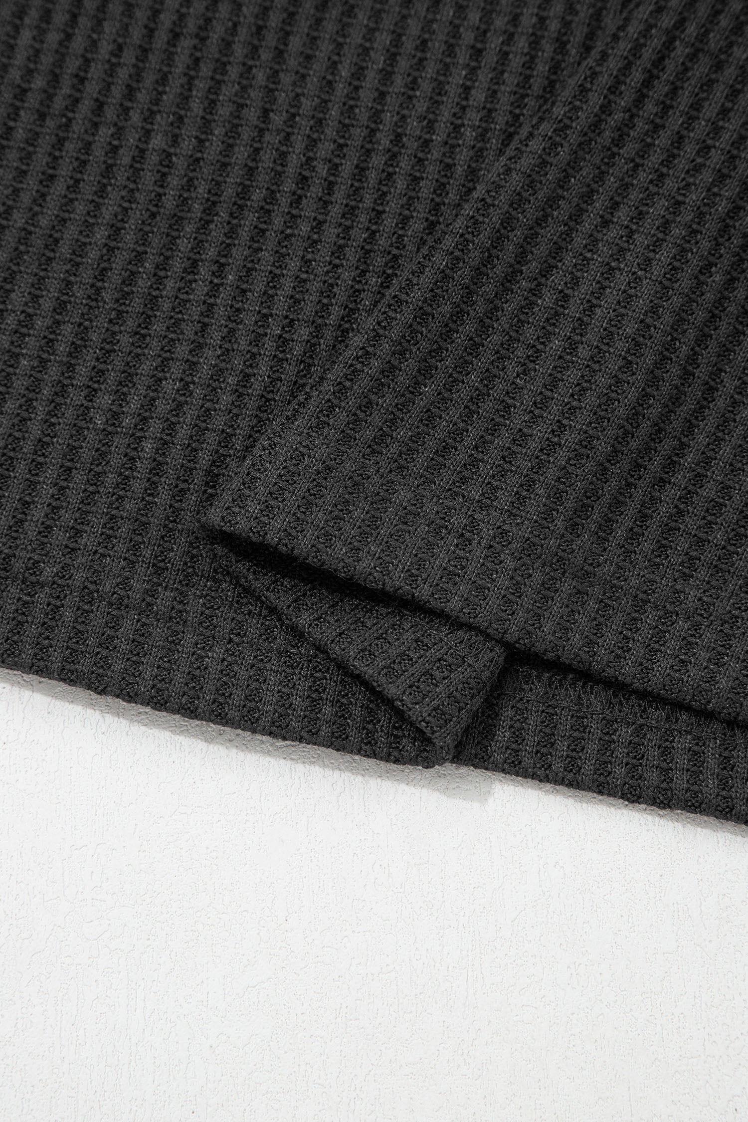 Carbon Grey Waffle Knit Seam Detail Color Block Patchwork Short Sleeve Top