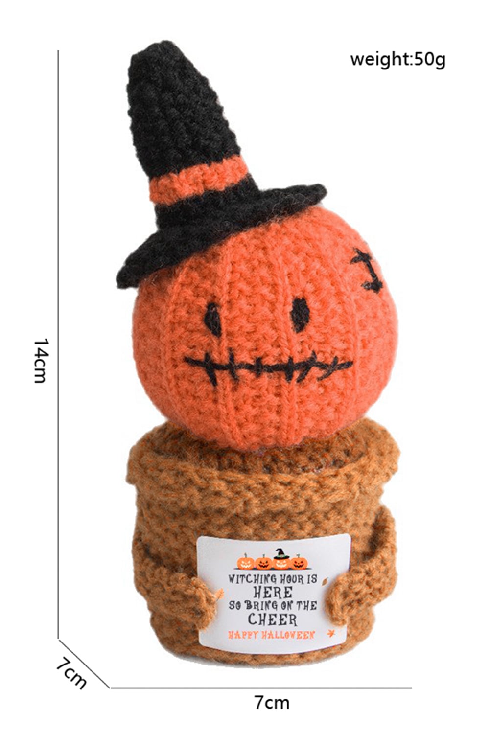 Carrot Handmade Crochet Halloween Pumpkin Potted Doll Decor