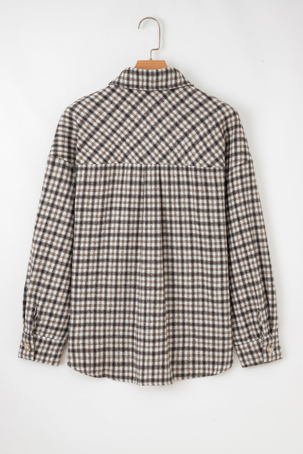 Casual Contrast Corduroy Flap Pocket Patchwork Plaid Shacket
