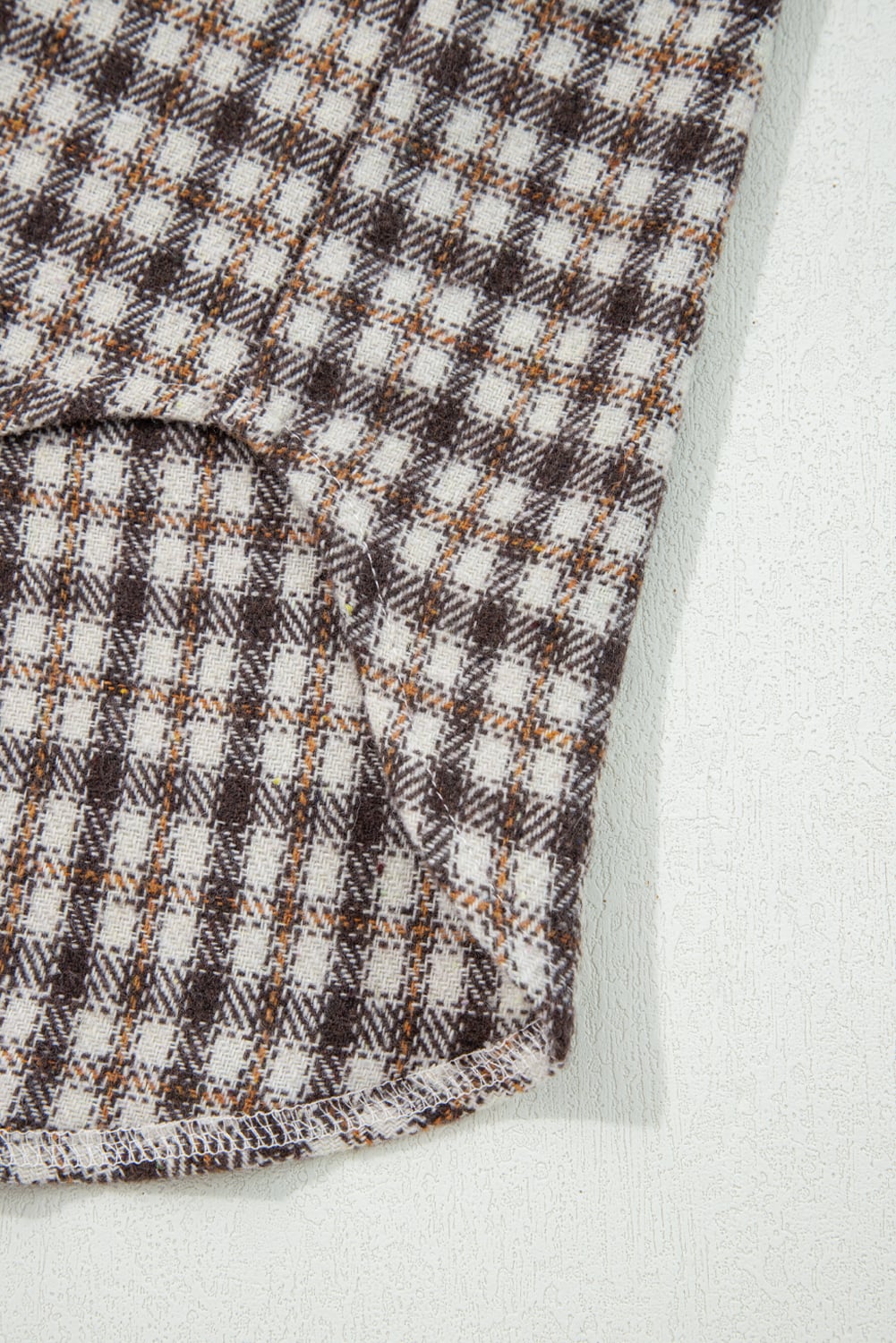 Casual Contrast Corduroy Flap Pocket Patchwork Plaid Shacket