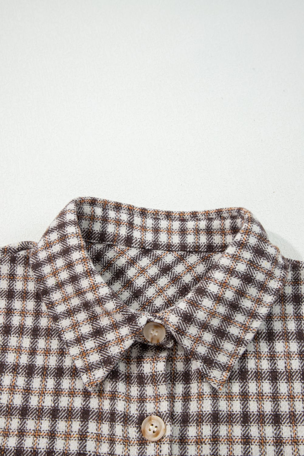 Casual Contrast Corduroy Flap Pocket Patchwork Plaid Shacket