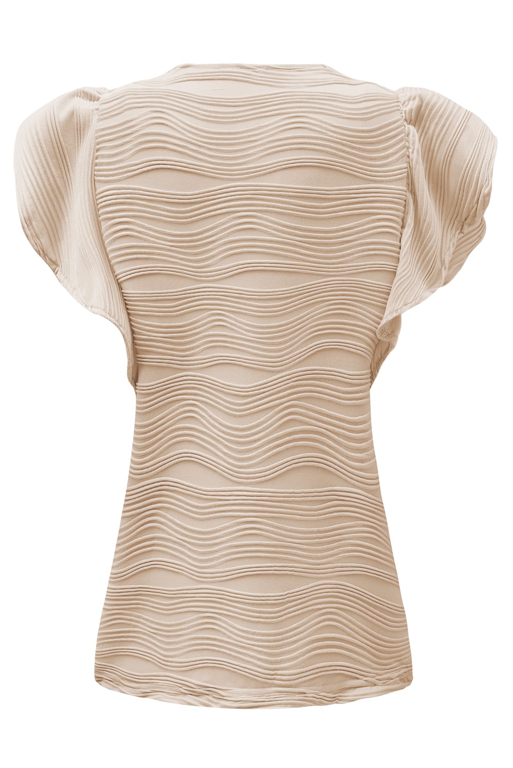 Casual Wavy Textured Ruffle Sleeve Top