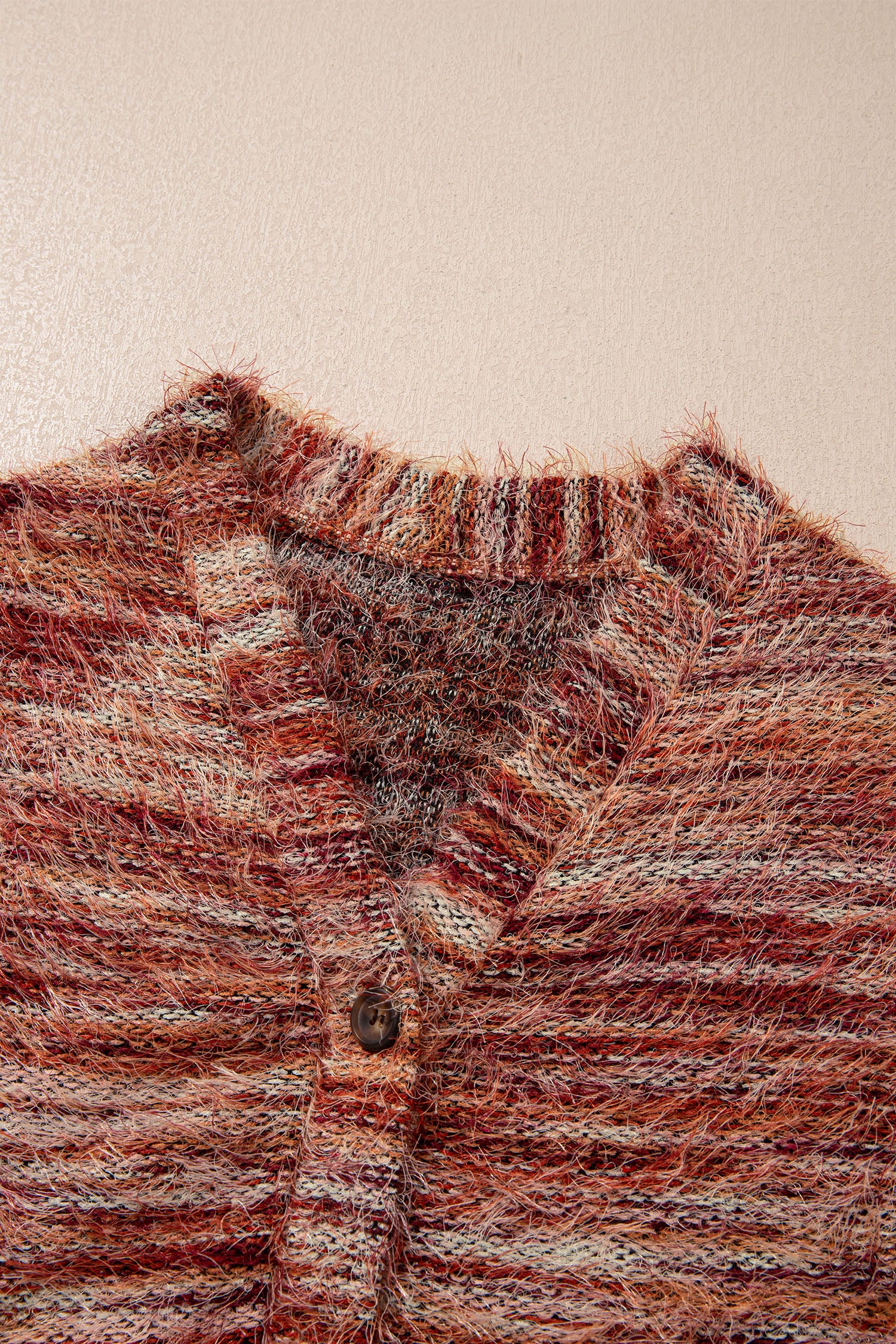 Tawny Fuzzy Striped Button Front Cardigan Sweater