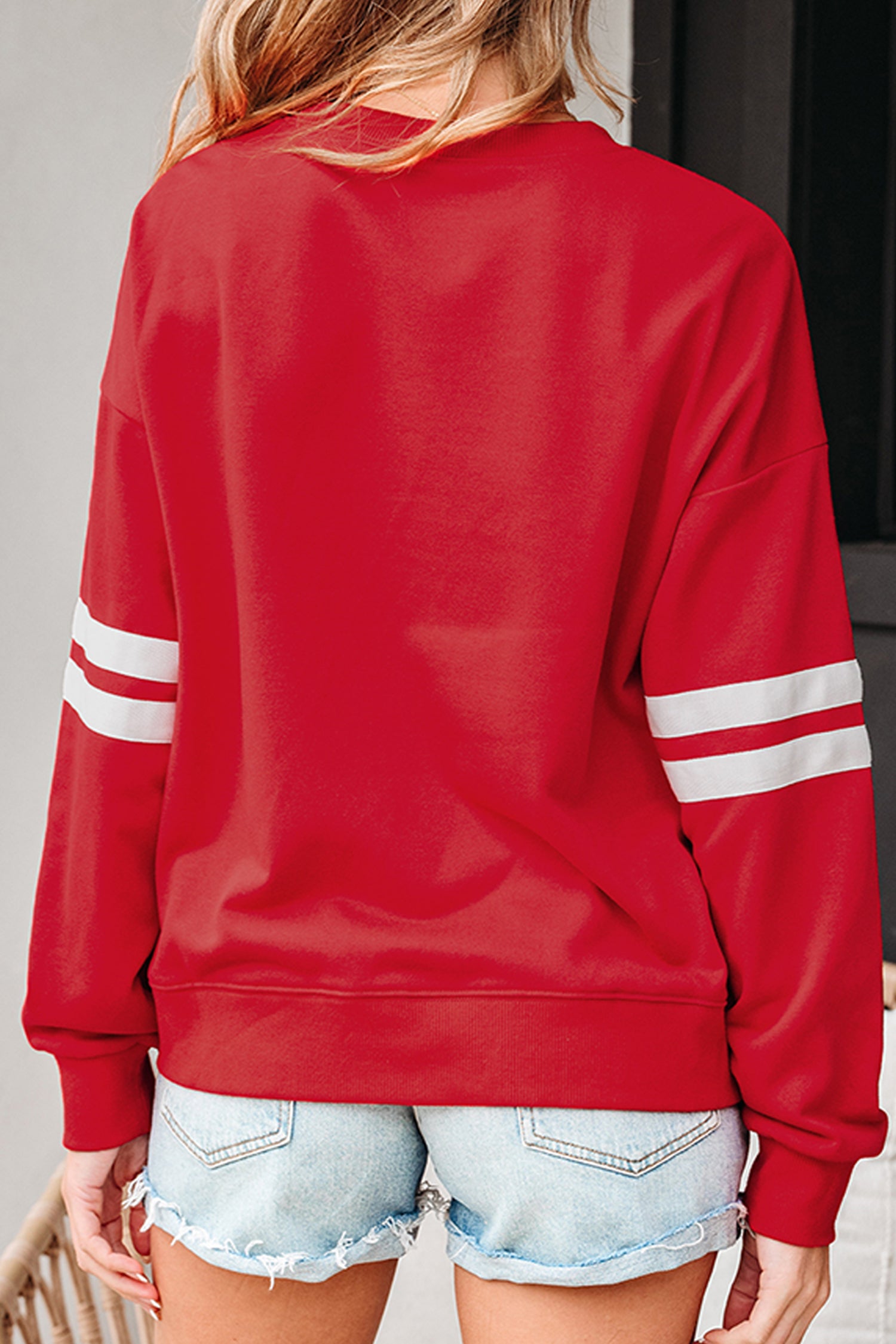 Fiery Red Alabama Letter Print Casual Graphic Sweatshirt