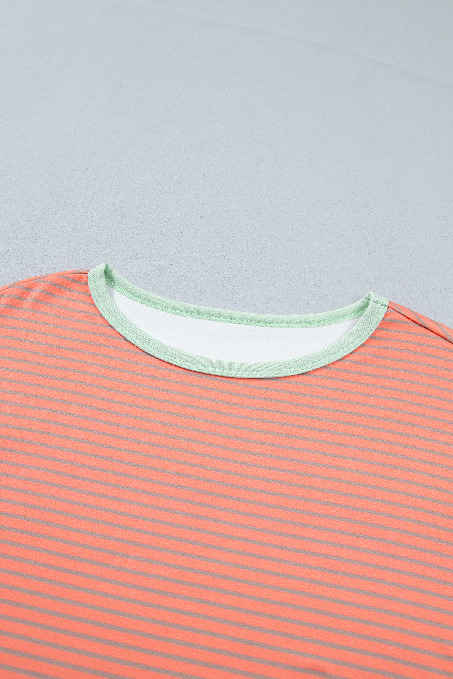 Orange Stripe Colorblock Detail Raw Seam Long Sleeve Top