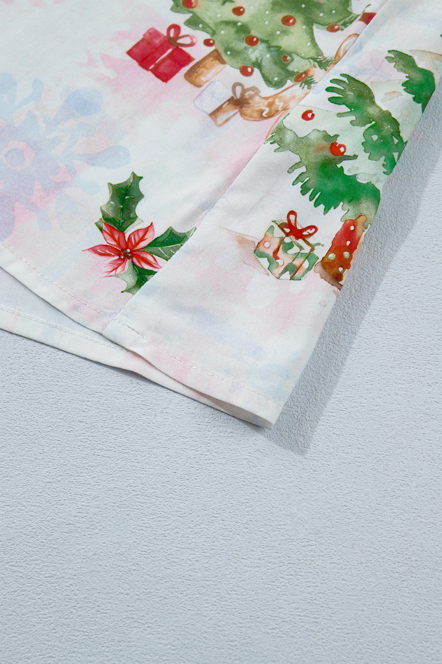 Pink Abstract Christmas Print Long Sleeve Two Piece Shift Lounge Set