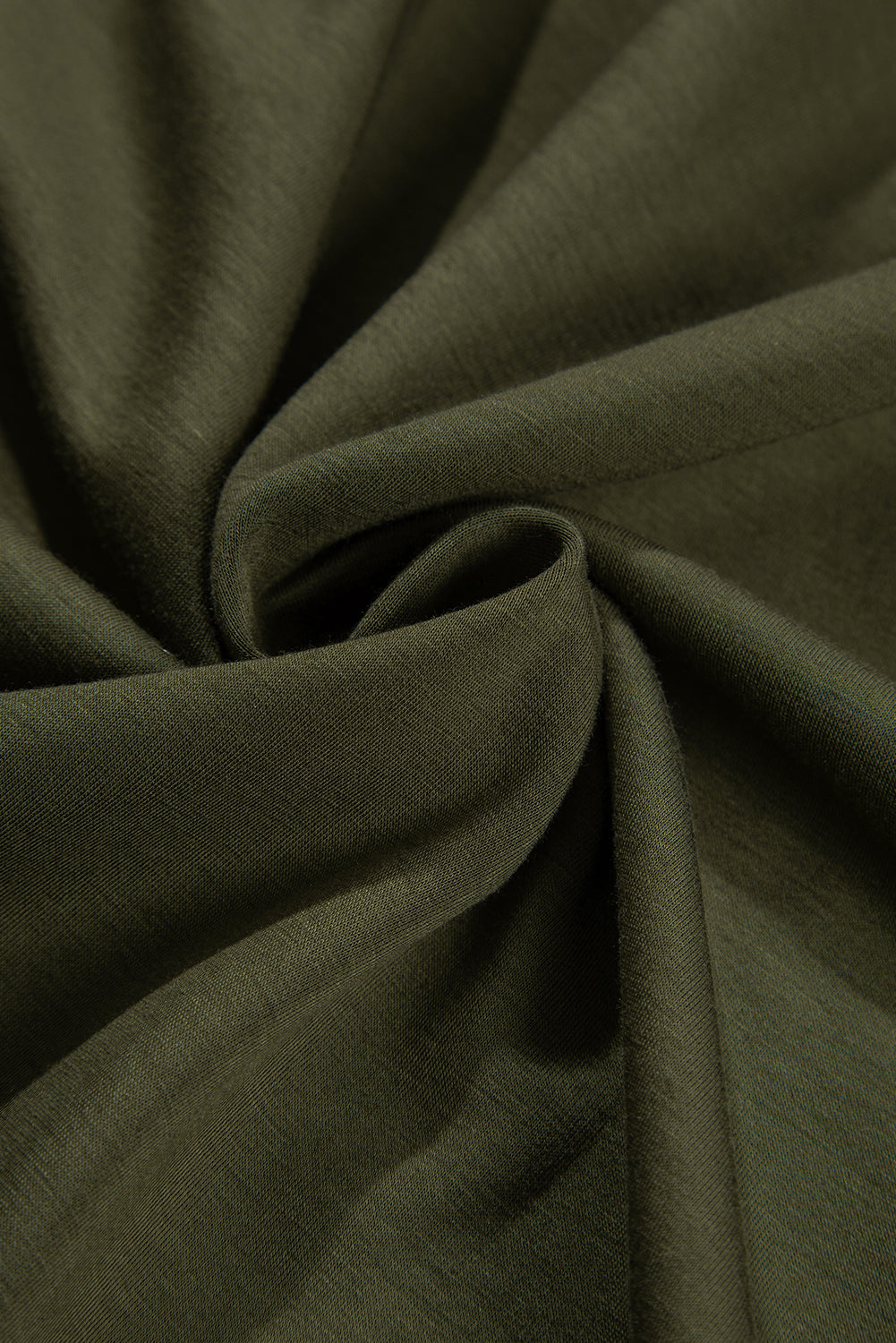 Jungle Green Solid Color Ruched Detail Long Sleeve Midi Dress