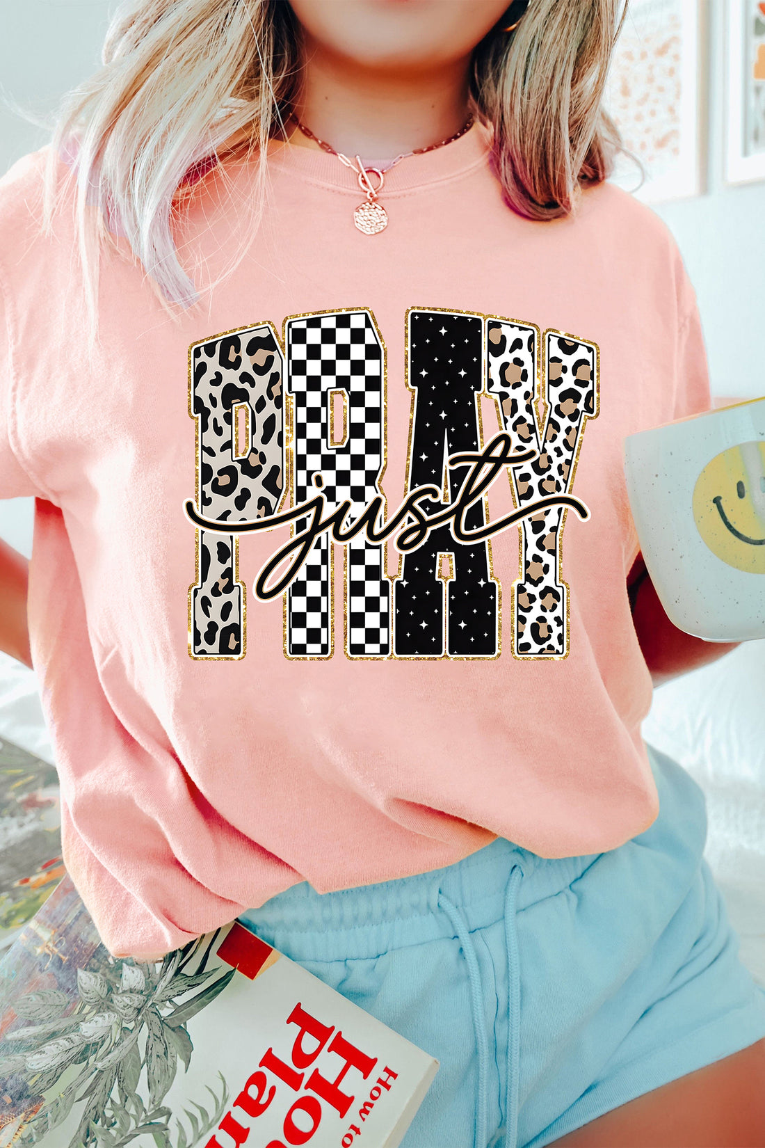 Pink Just PRAY Graphic High Stretch Casual Tee