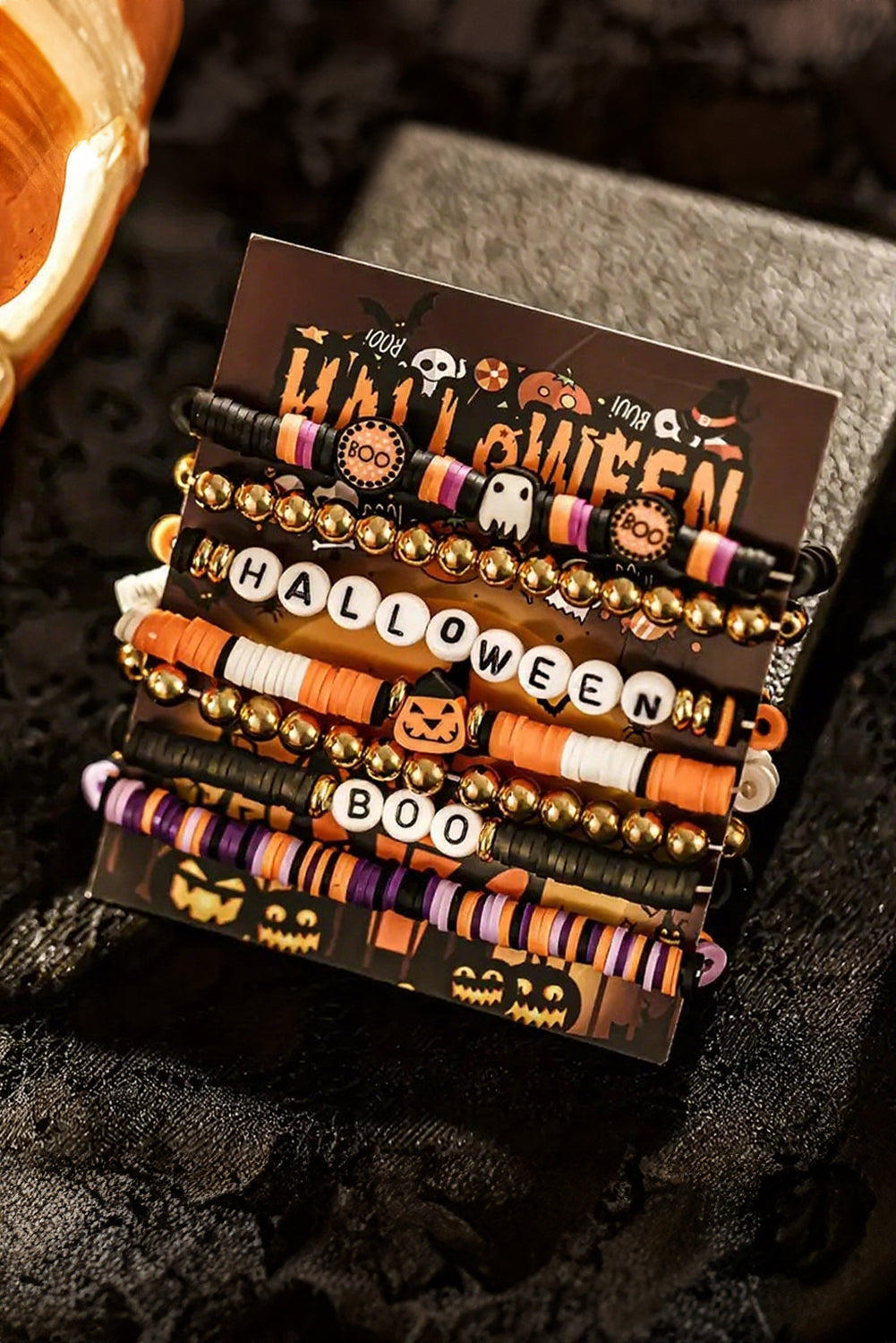 Russet Orange Playful 7pcs Halloween Bracelet Set