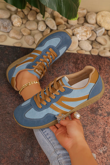 Ashleigh Blue Retro Vegan Leather Athletic Detail Lace Up Shoes