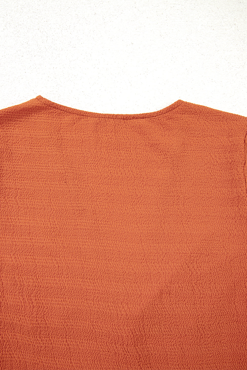 Orange Textured Twist Front V Neck Long Sleeve Slim Solid Color Top
