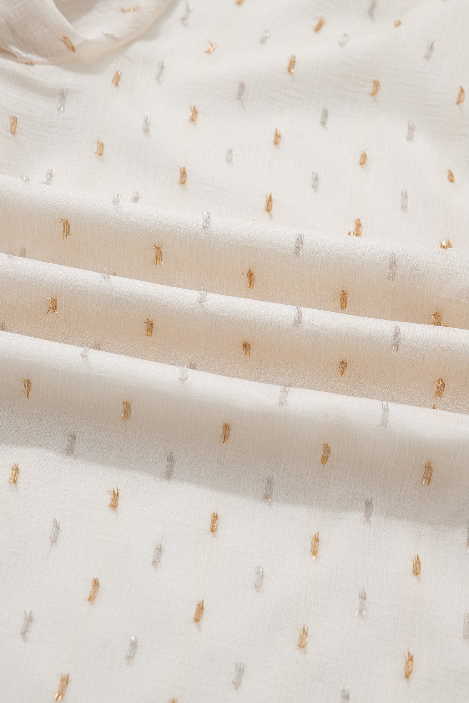 Beige Metallic Jacquard Short Sleeve Shirt