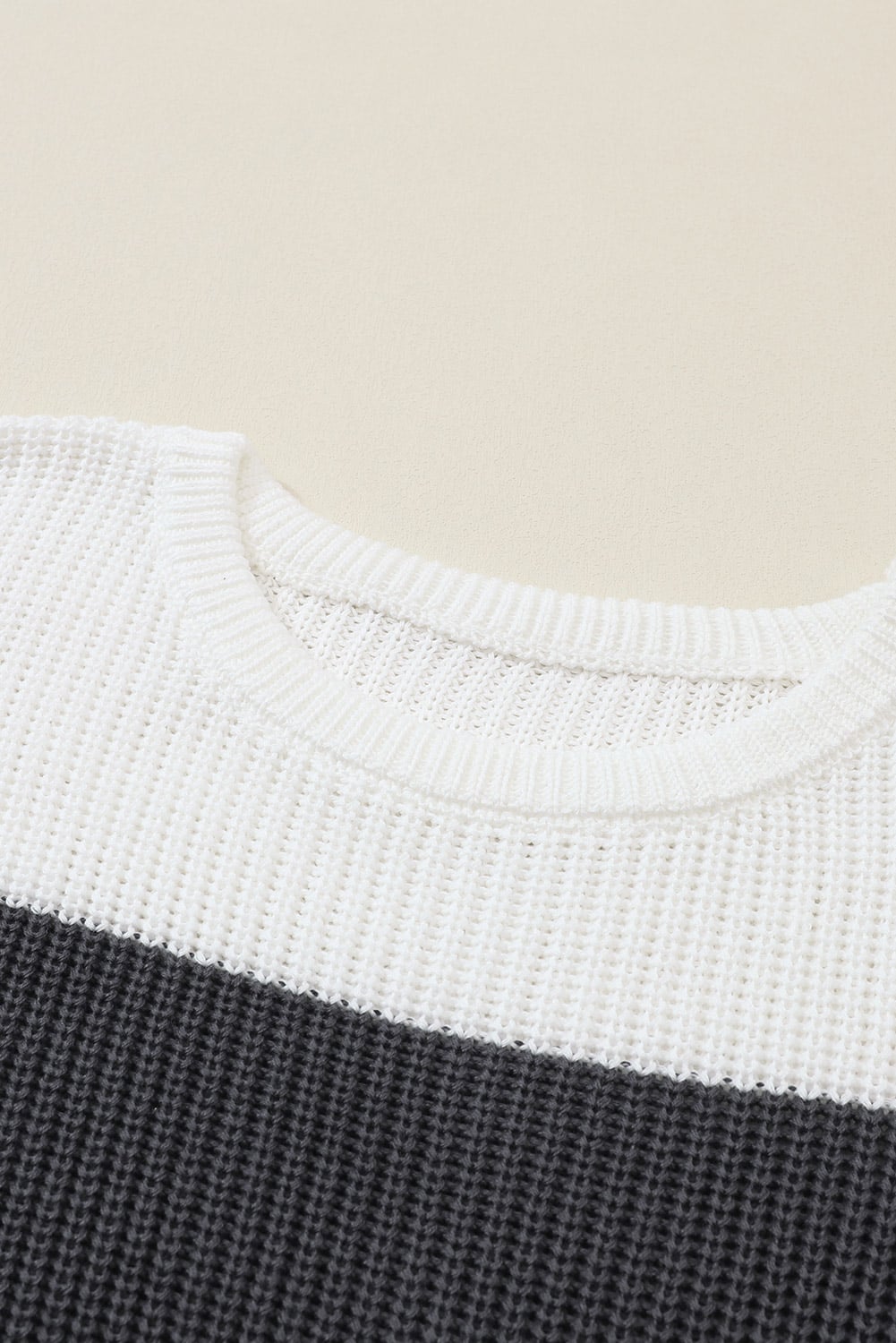 Chestnut Color Block Knitted O-neck Pullover Sweater