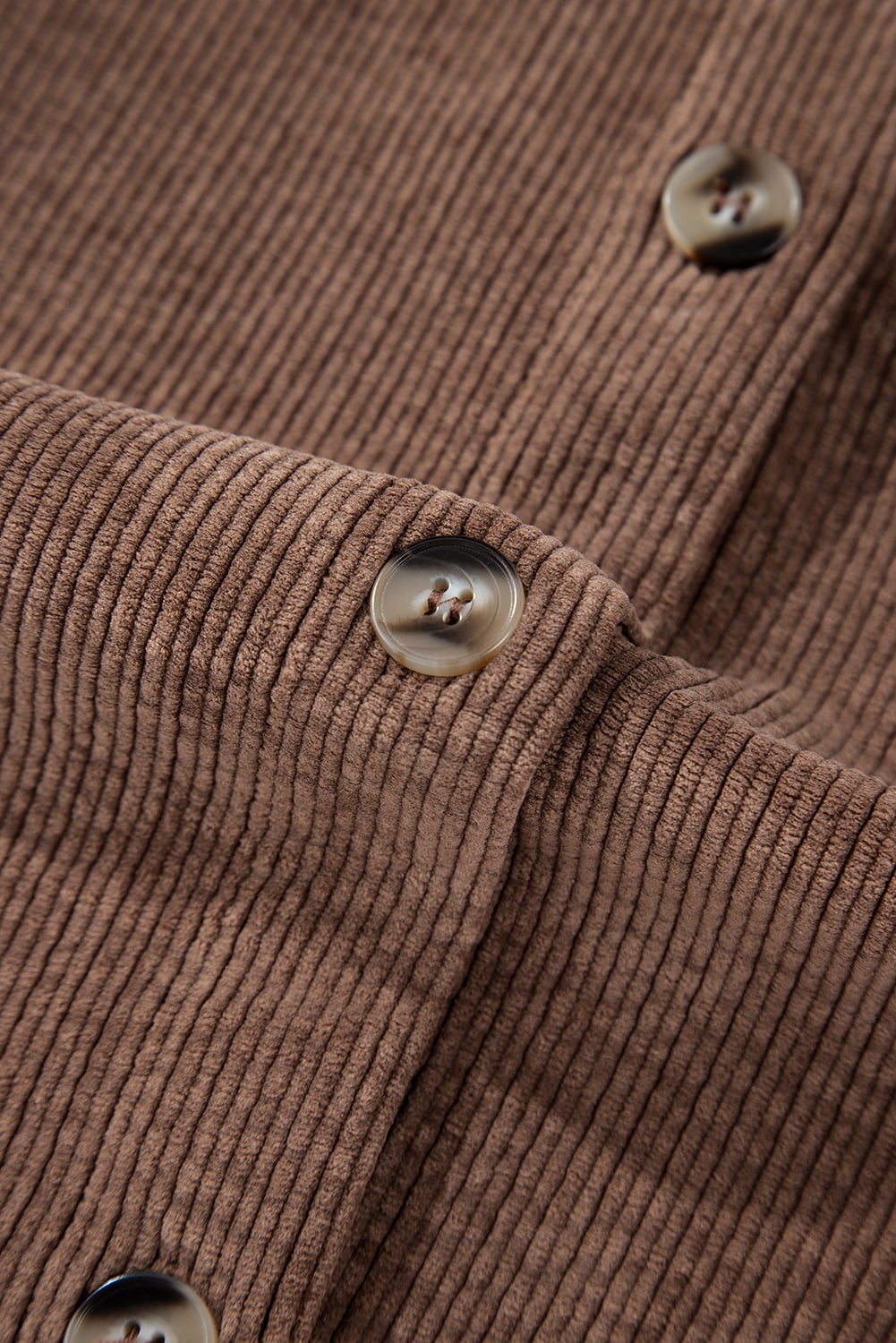Chestnut Corduroy Flap Pocket Button Up Shacket