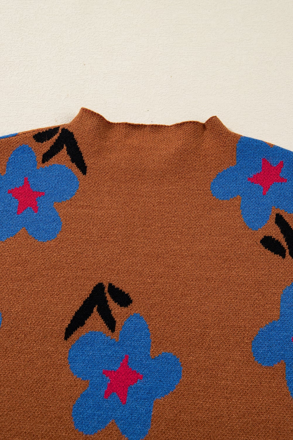 Chestnut Floral High Neck Sweater Vest