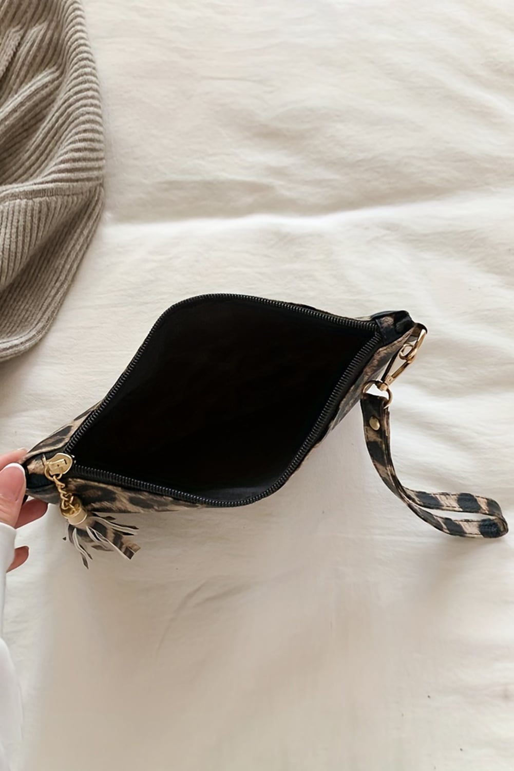 Chestnut Leopard/Cow Print Wrist Strap Zipped Wallet