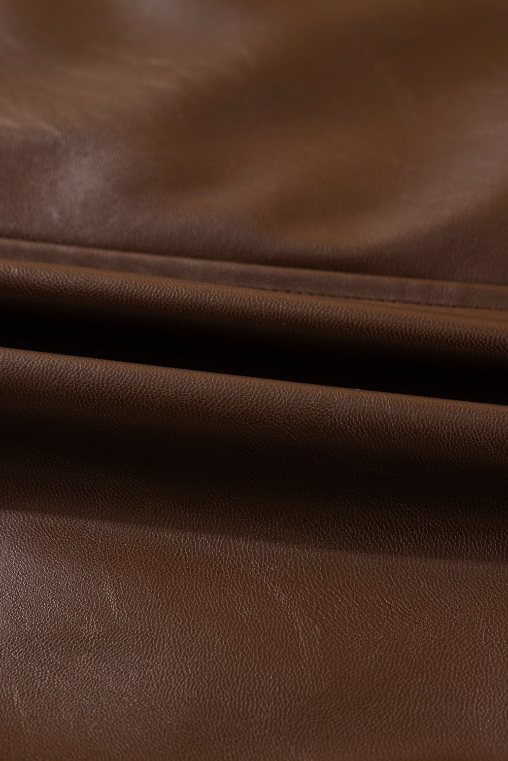 Chicory Coffee Double Flap Pocket Drawstring Hem Leather Jacket