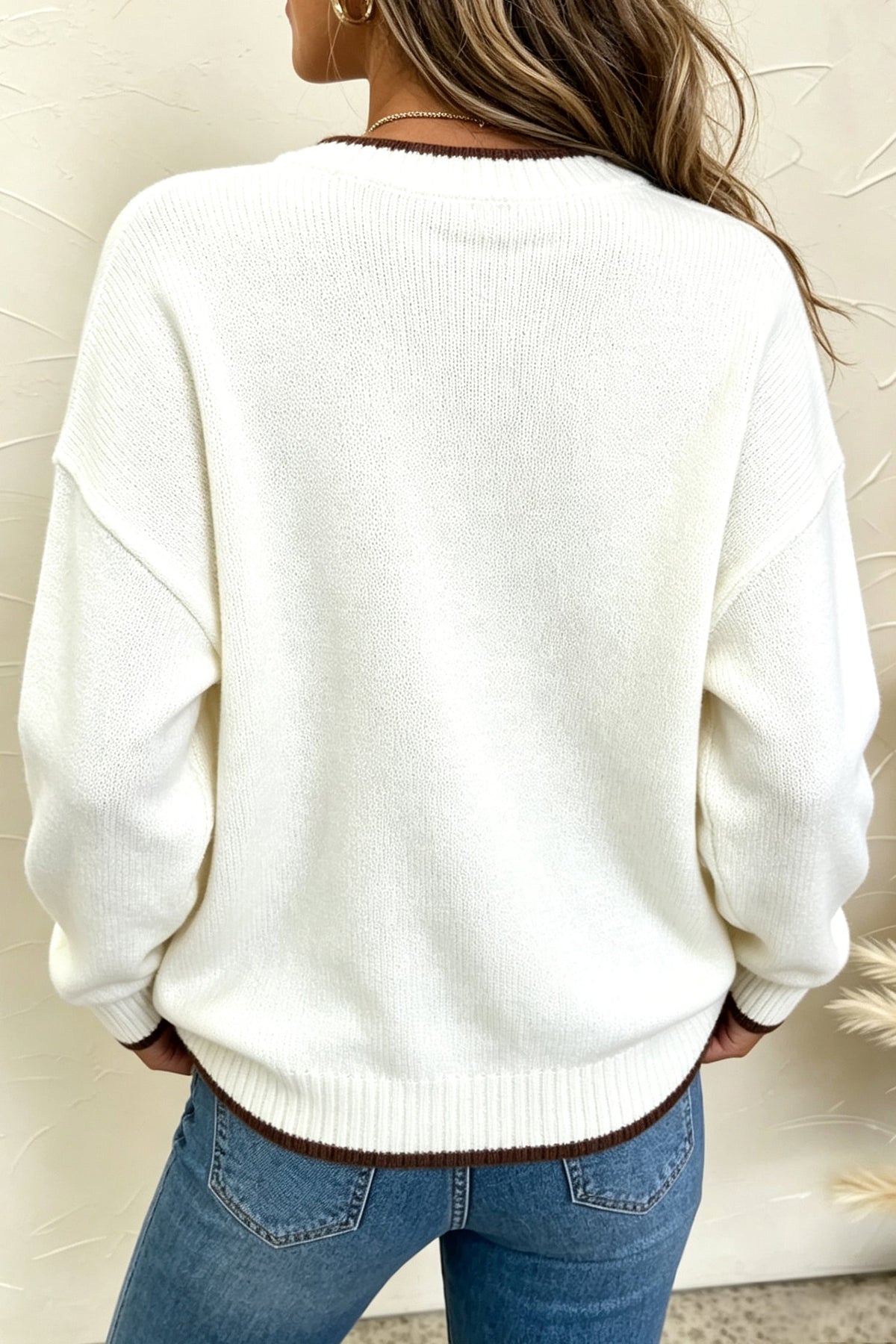 Chicory Coffee Fall Pumpkin Pattern Casual Pullover Sweater