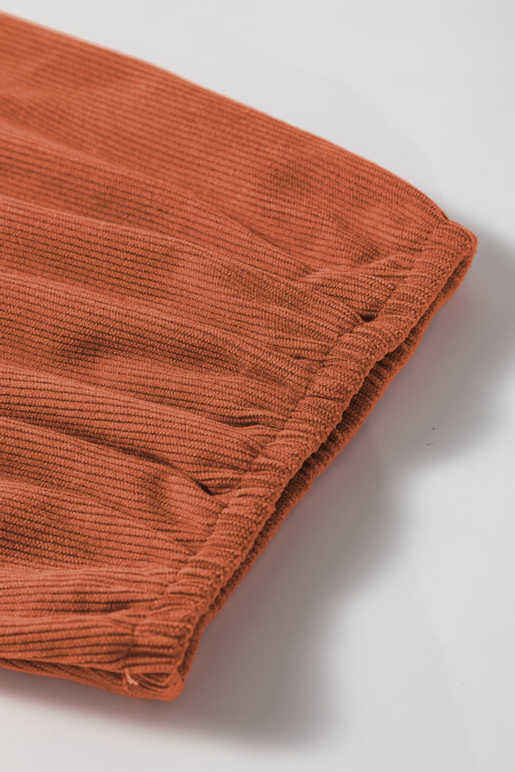 Cinnamon Bracelet Sleeve Split Neck Scallop Detail Pleated Corduroy Mini Dress