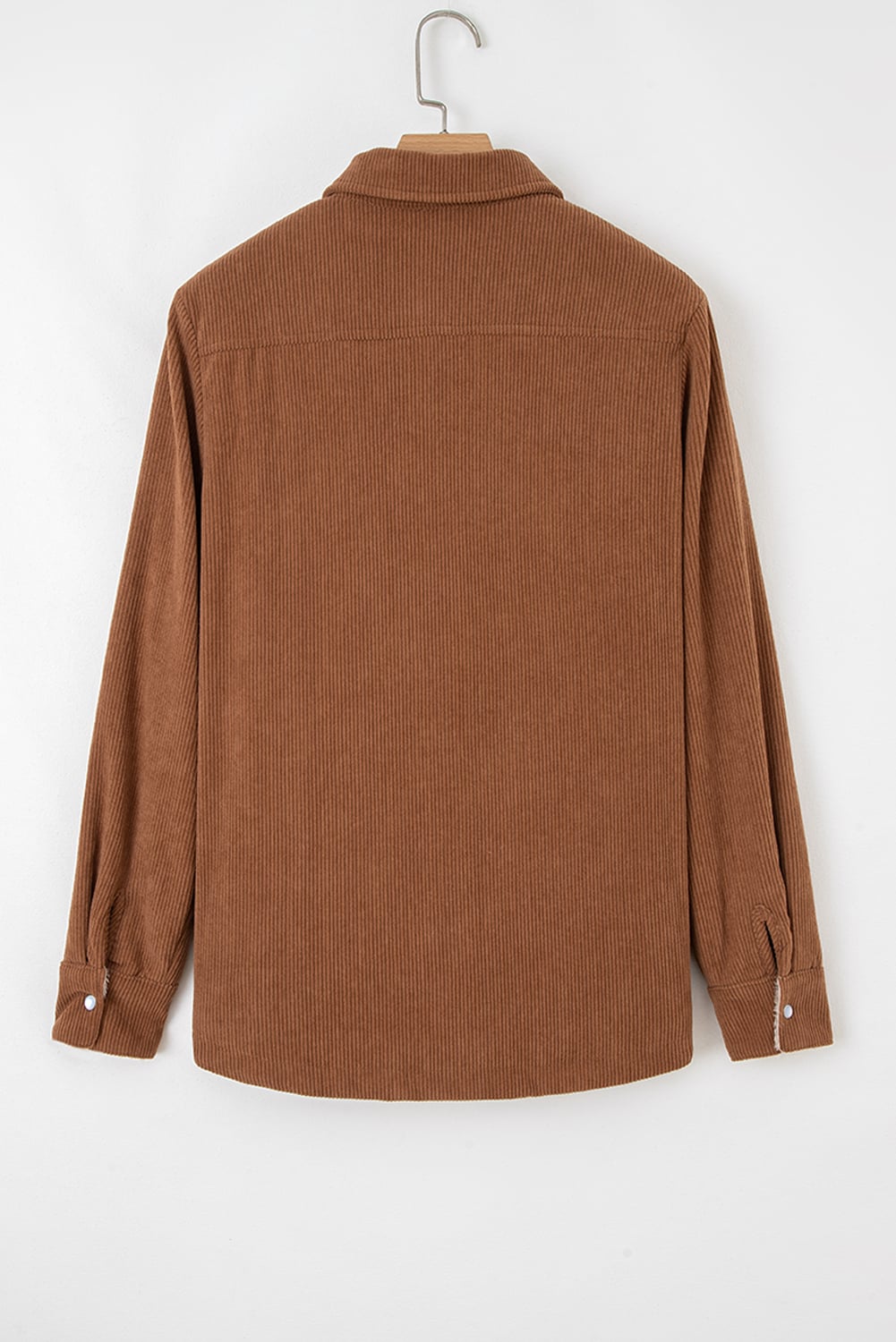 Cinnamon Fleece Lined Buttoned Flap Pockets Corduroy Jacket