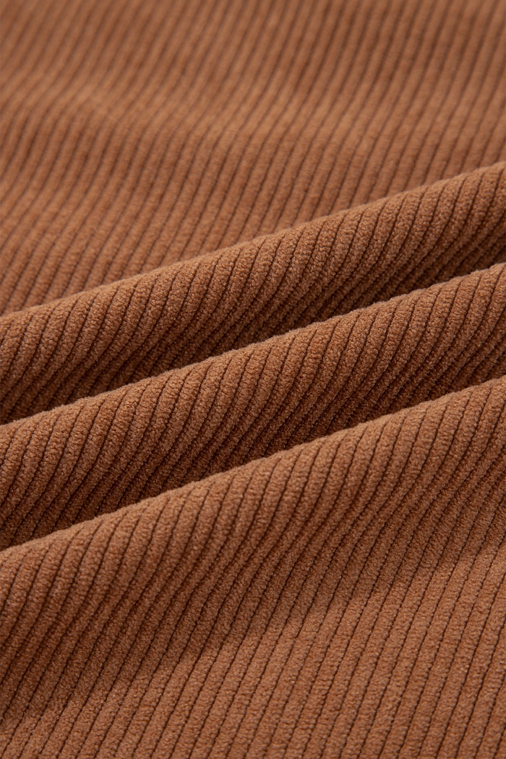 Cinnamon Fleece Lined Buttoned Flap Pockets Corduroy Jacket