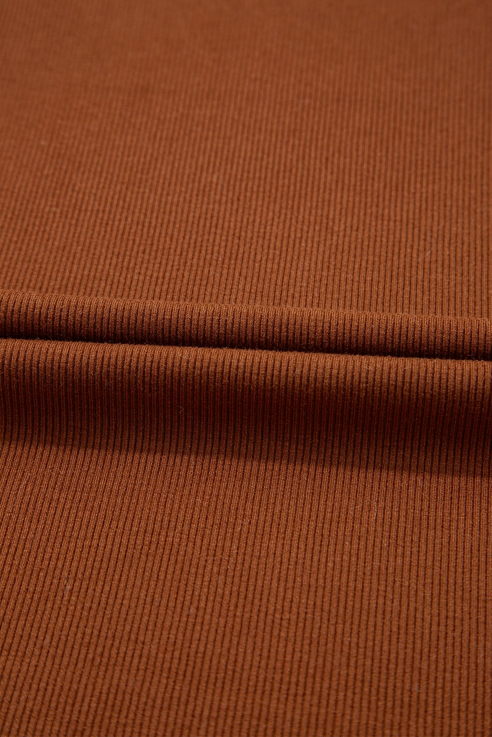 Cinnamon Leather Ruffle Sleeve Patchwork Round Neck Blouse