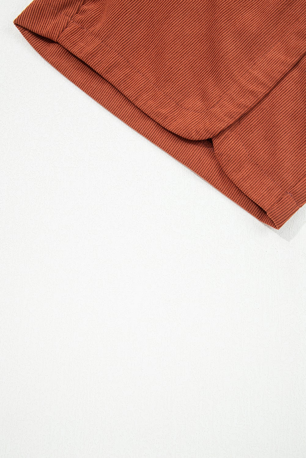 Clay Button Decor Scalloped Edge High Waist Corduroy Shorts