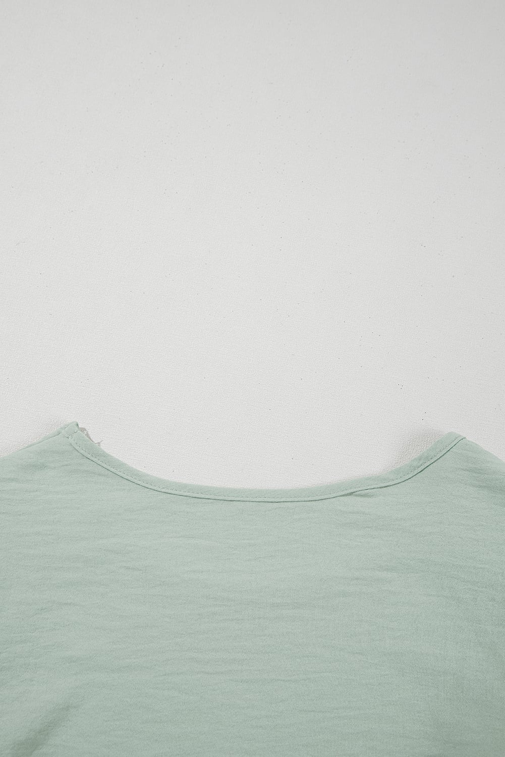 Clearly Aqua Solid Color Ruffled Short Sleeve Casual Blouse