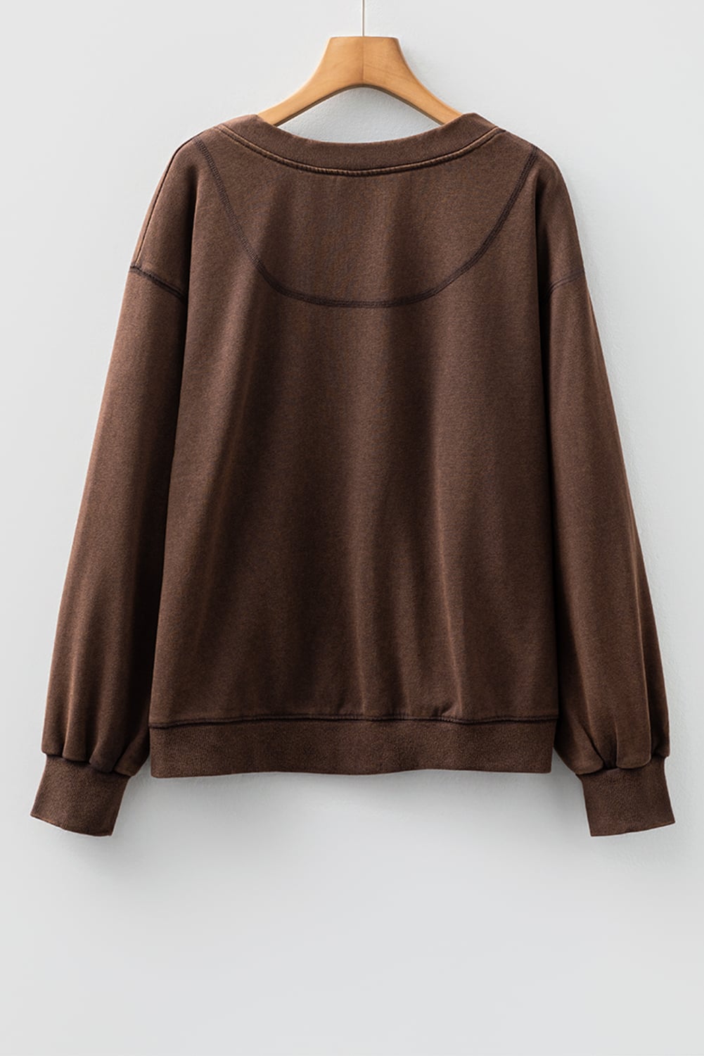 Coffee Button Front V Neck Casual Cardigan