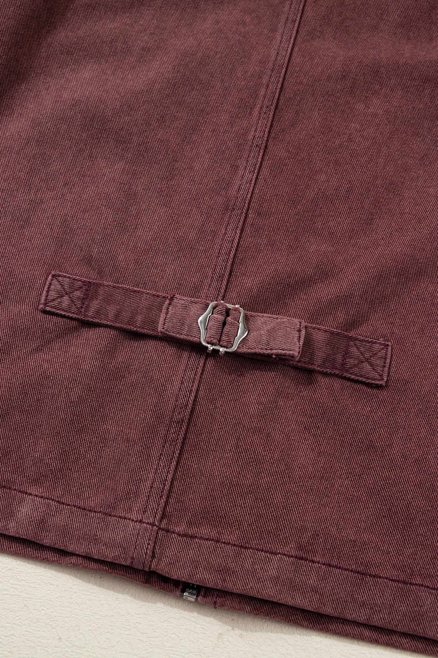 Coffee Corduroy Collar Zipped Front Denim Jacket