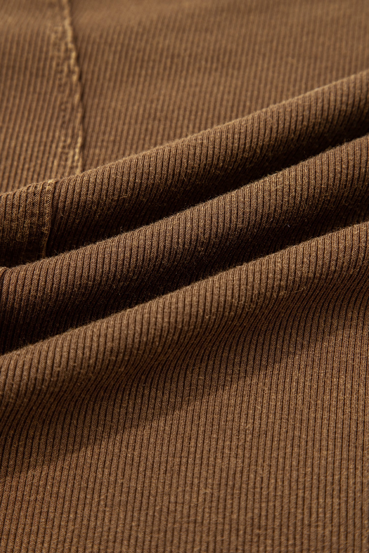 Coffee Exposed Seam Ribbed Long Sleeve Top