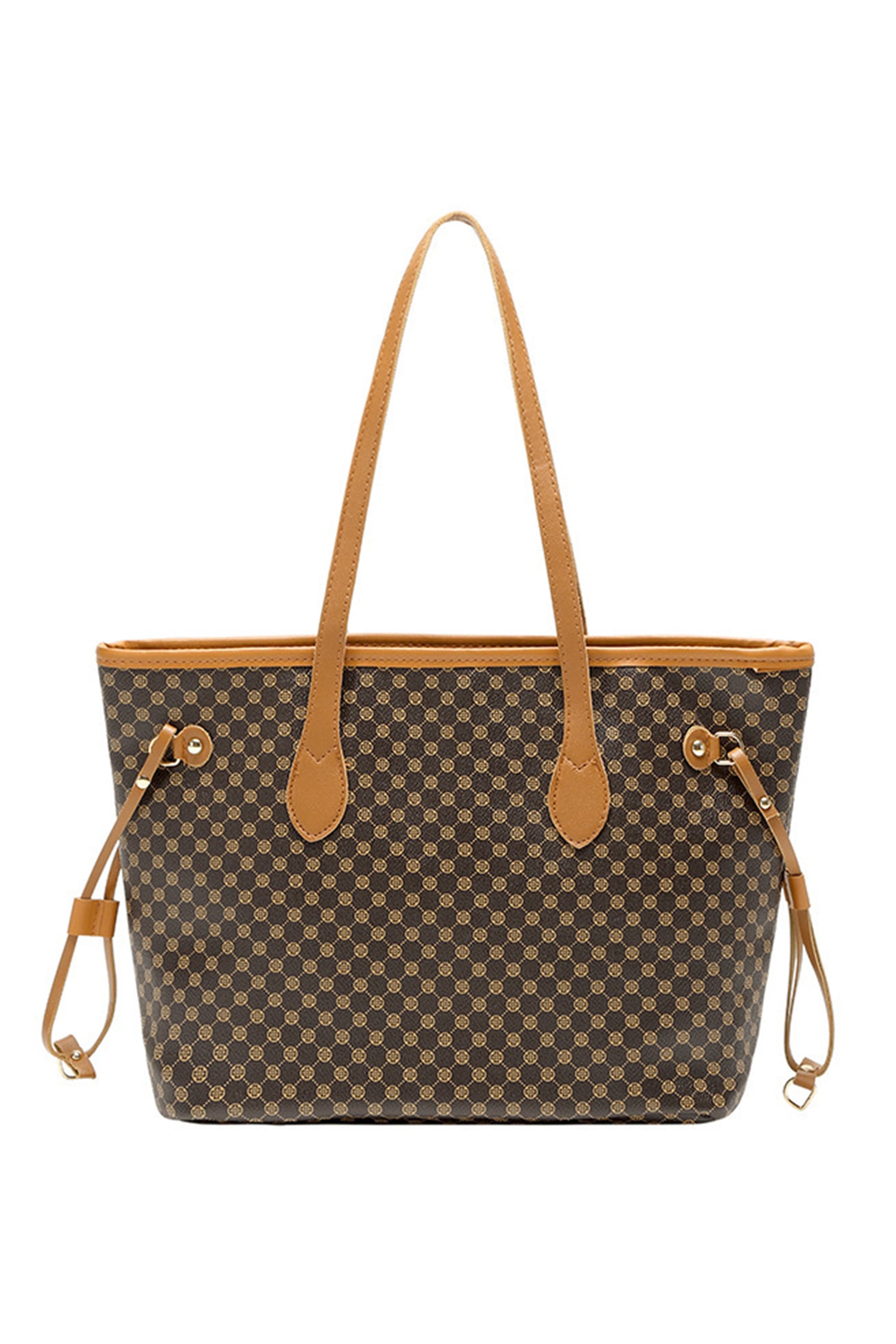 Coffee Luxury Fashion Print PU Leather Versatile One Shoulder Tote Bag