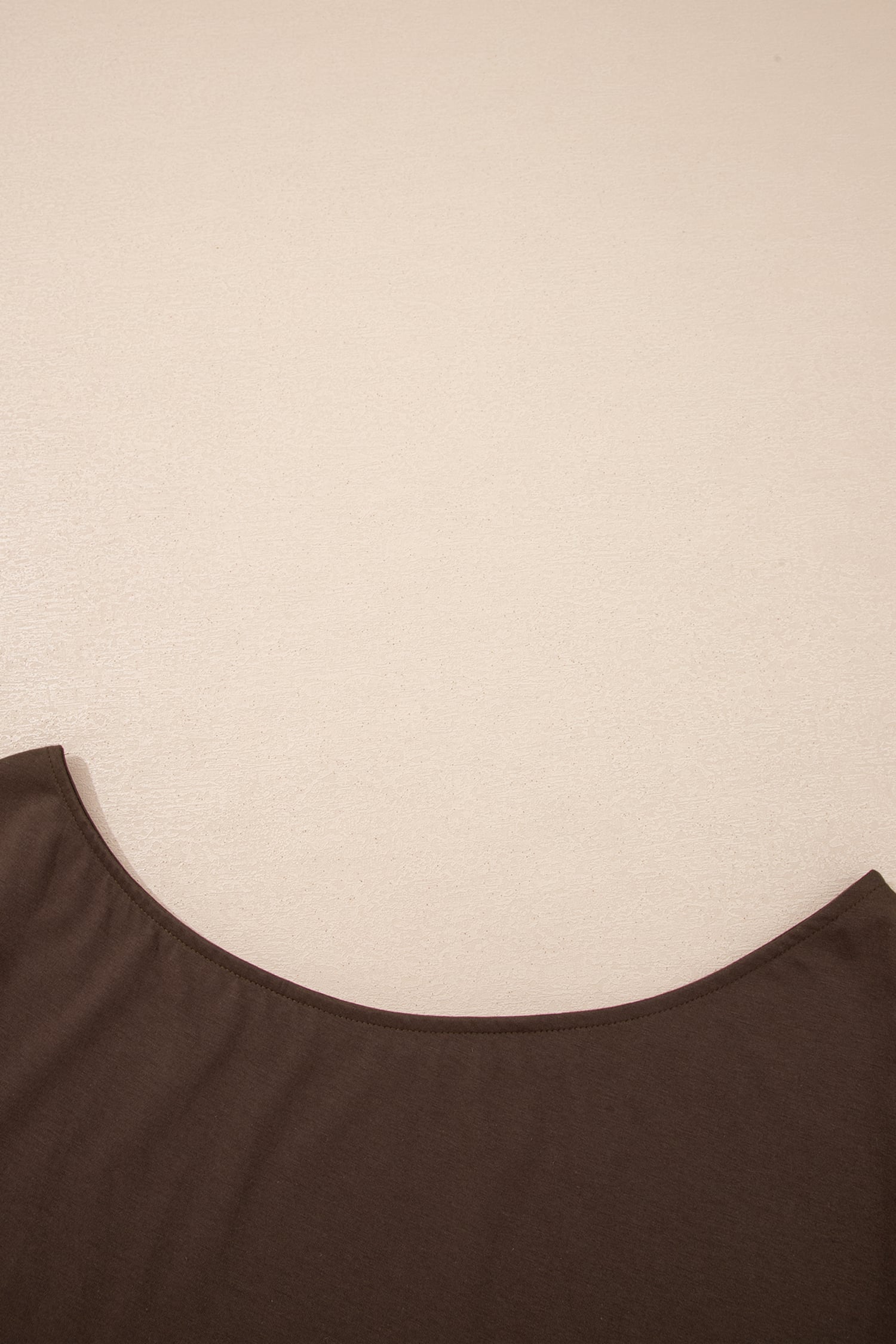 Coffee Plus Size Solid Color Asymmetric Neck Short Sleeve Blouse