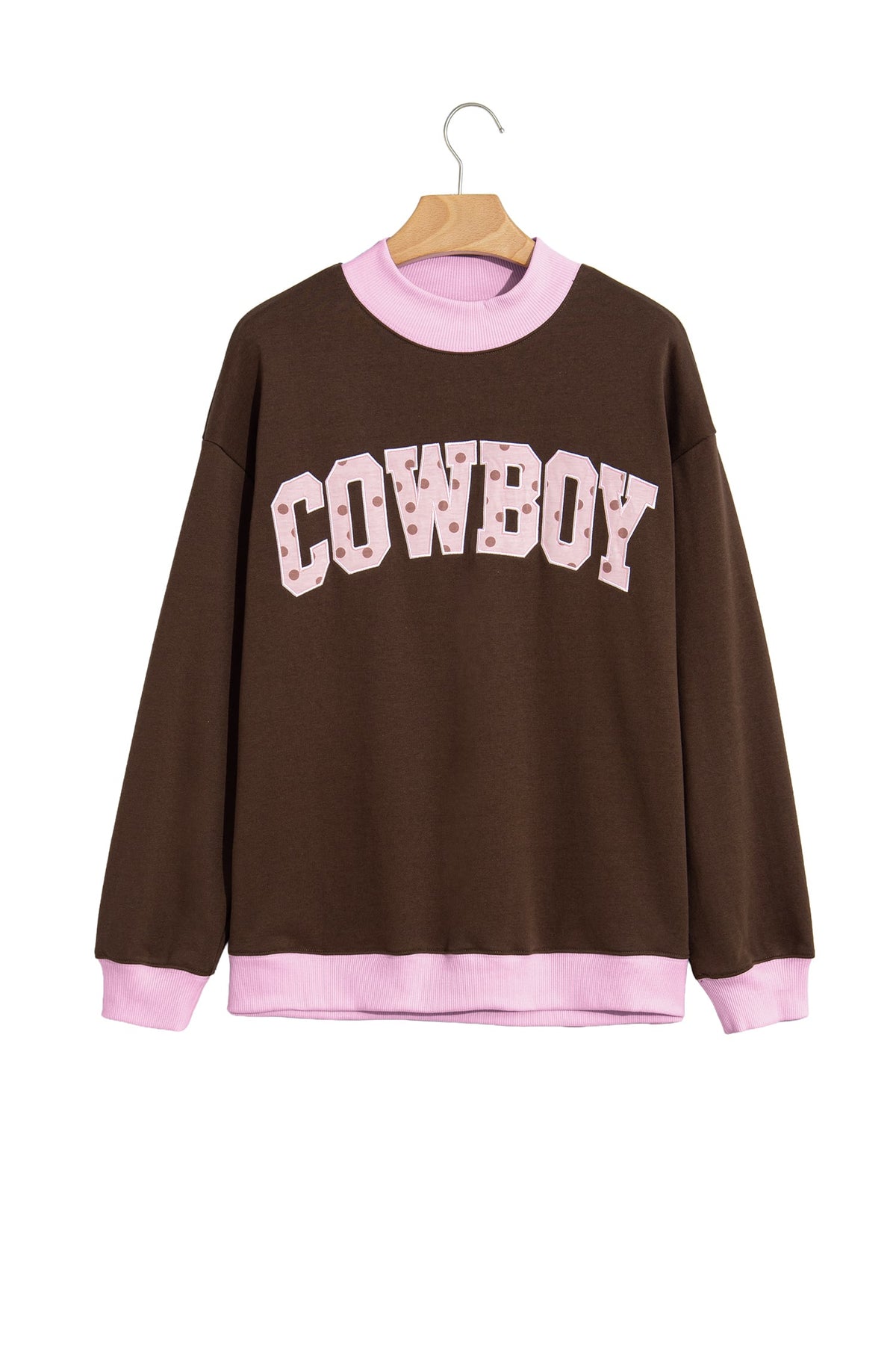 Coffee Polka Dot Letter Graphic Colorblock Tunic Sweatshirt
