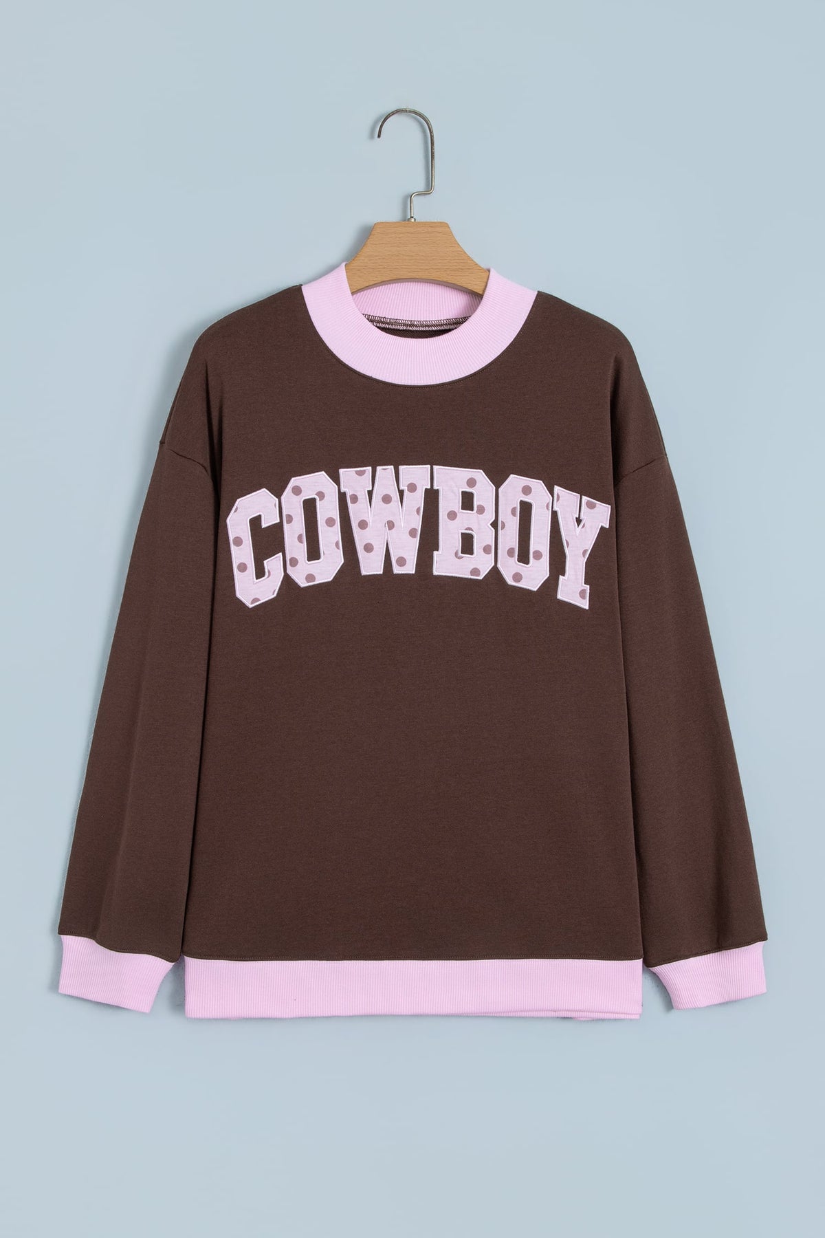 Coffee Polka Dot Letter Graphic Colorblock Tunic Sweatshirt