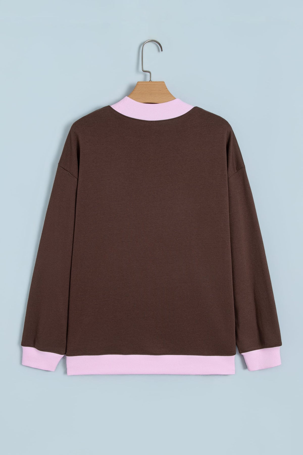 Coffee Polka Dot Letter Graphic Colorblock Tunic Sweatshirt