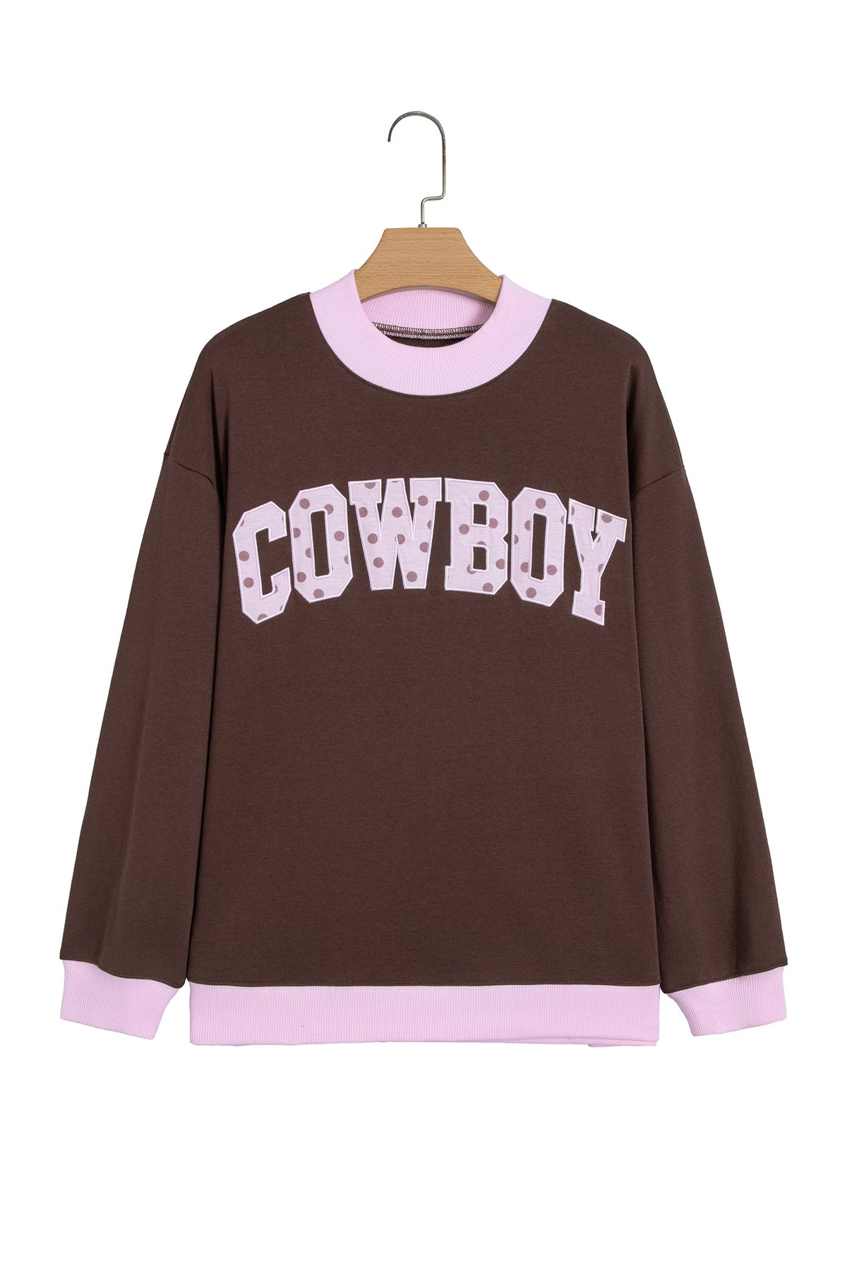 Coffee Polka Dot Letter Graphic Colorblock Tunic Sweatshirt
