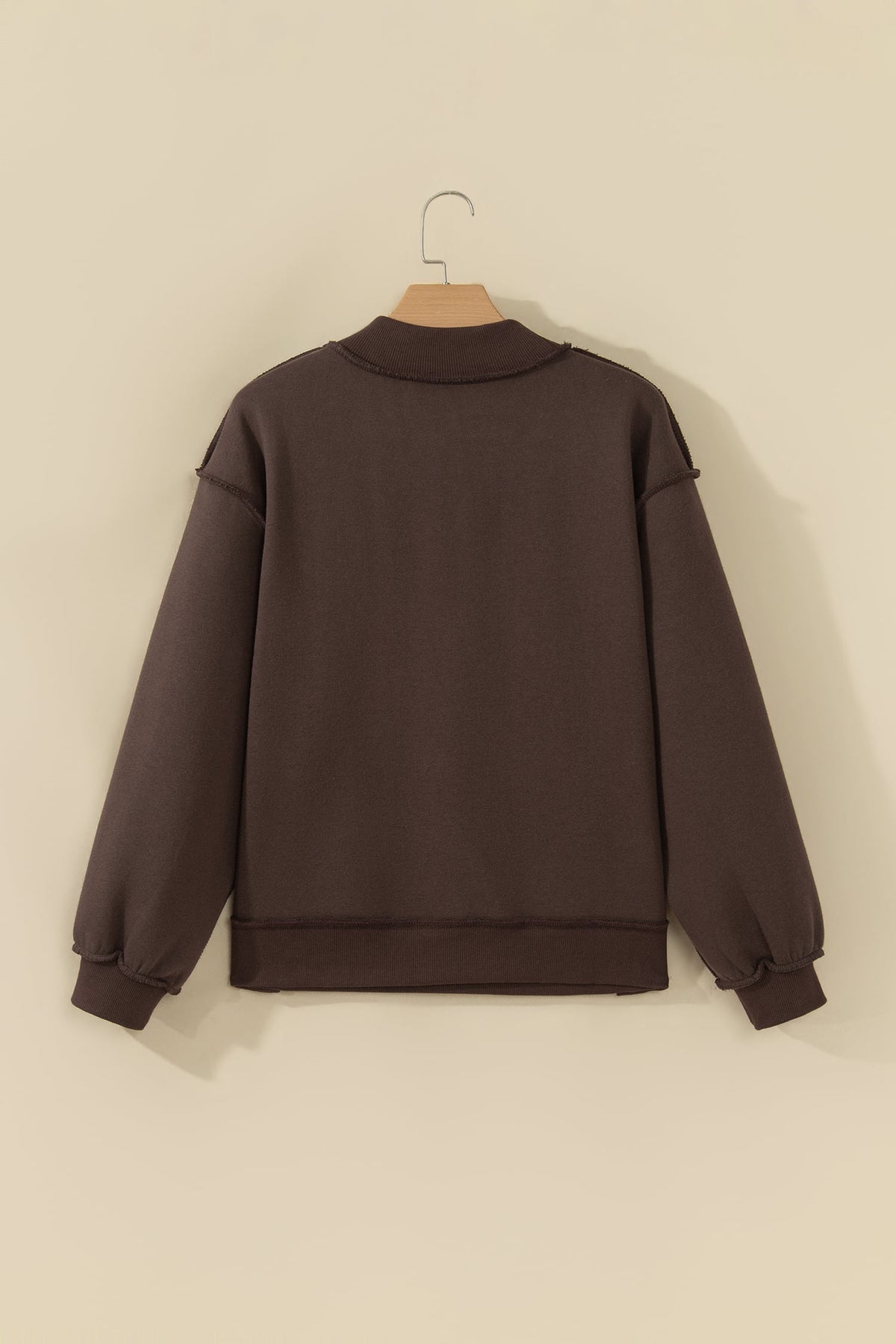 Coffee PRAY Polka Dot Embroidered Mock Neck Sweatshirt