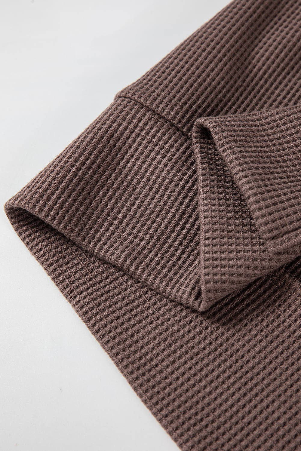 Coffee Waffle Knit Fleece Lined High Low Oversized Hoodie