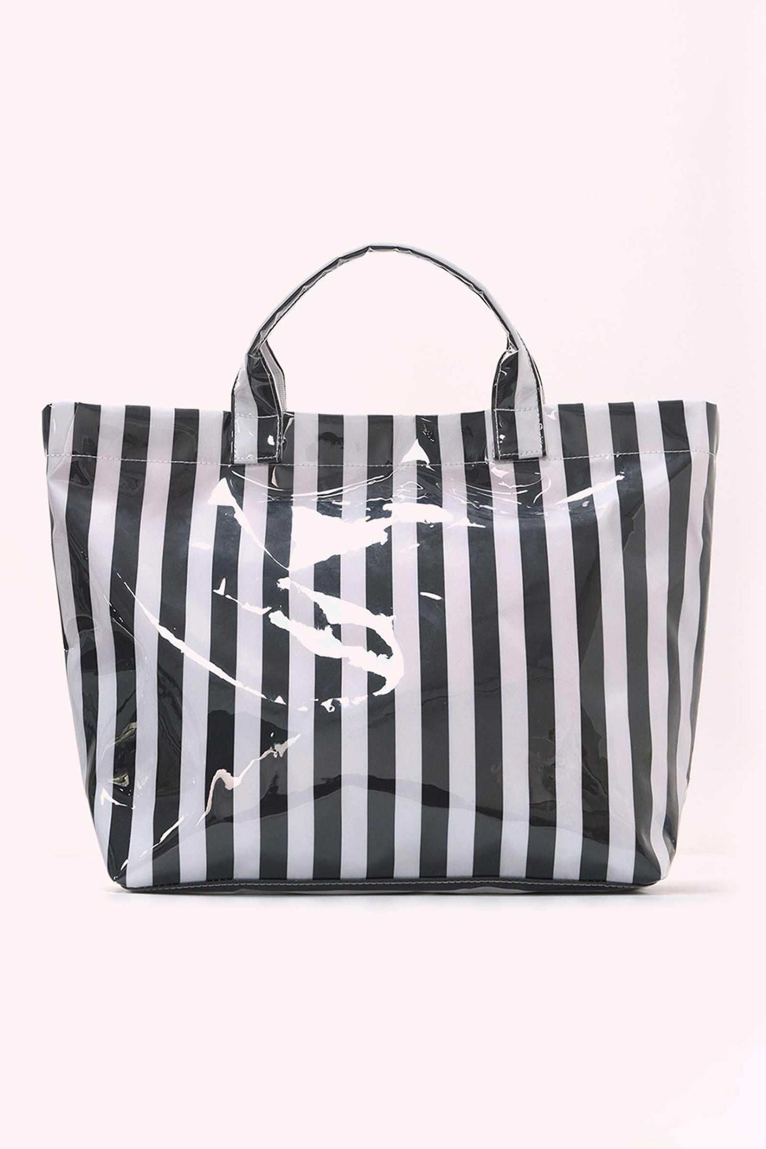 Color black Glossy Striped Vinyl Large Tote Bag (Color Varied)
