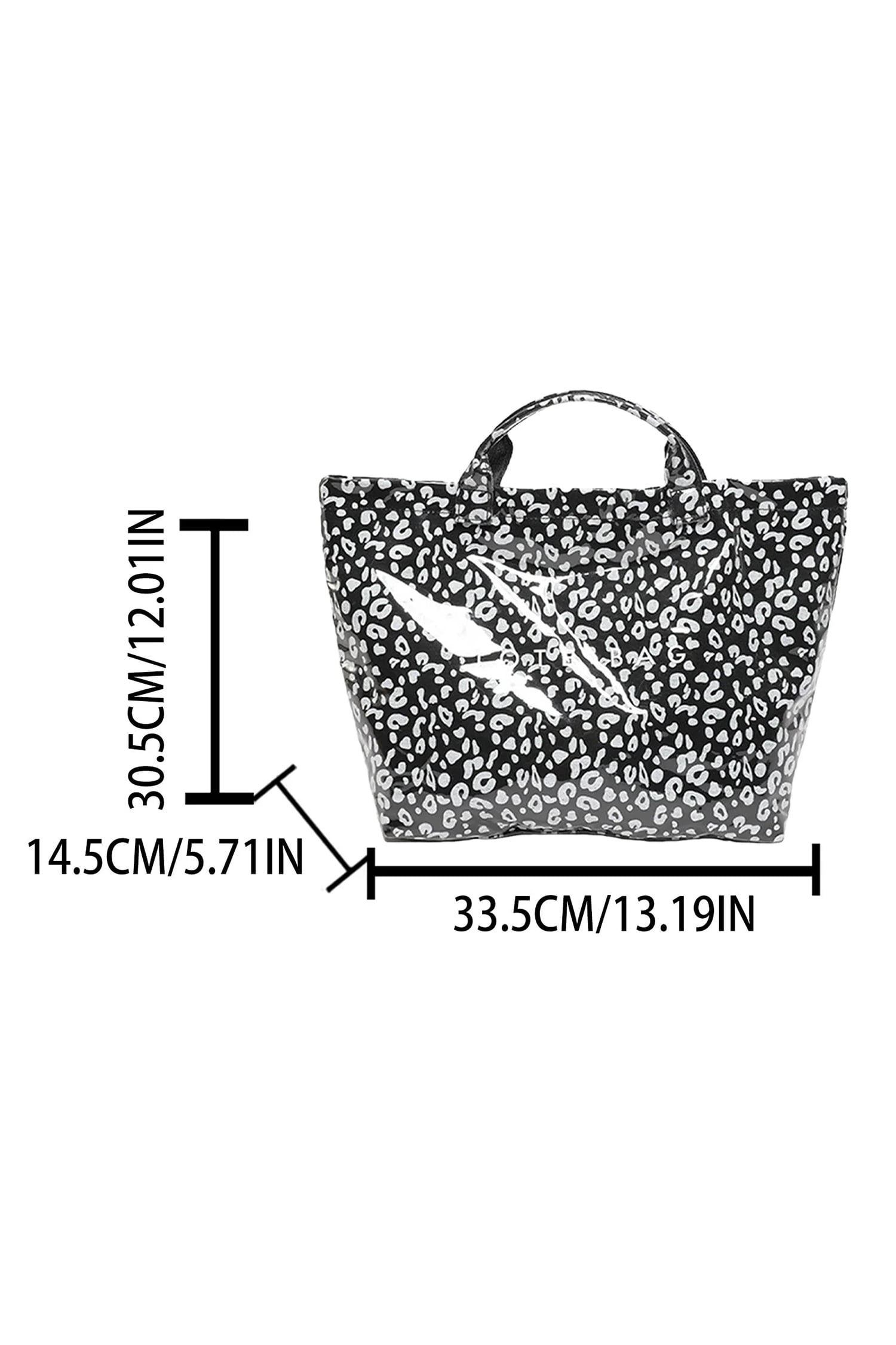 Color black Leopard PU Leather Water Proof Tote Bag