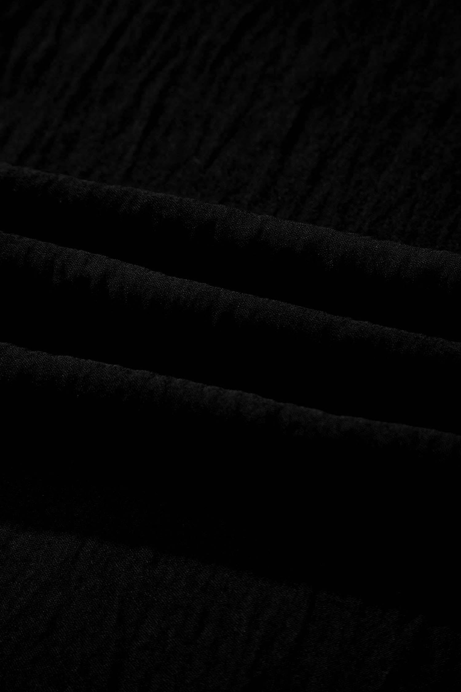 Color black Solid Color Textured Crossed Waist Loose Pants