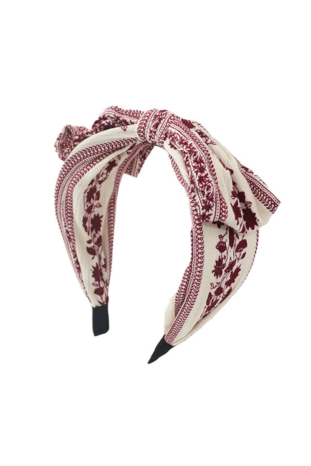 Coral Retro Floral Vine Printed Bow Knot Headband